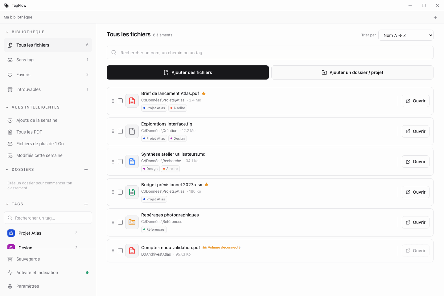 Bibliothèque actuelle de TagFlow en thème clair
